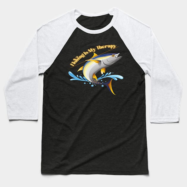 Fishing Is My Therapy Baseball T-Shirt by Animal Specials